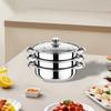 Набор из 3-х ярусных пароварок из нержавеющей стали с крышкой, пароварка, штабелируемая, экономящая место, визуальный дизайн крышки, ручка, многоцелевая кастрюля для готовки