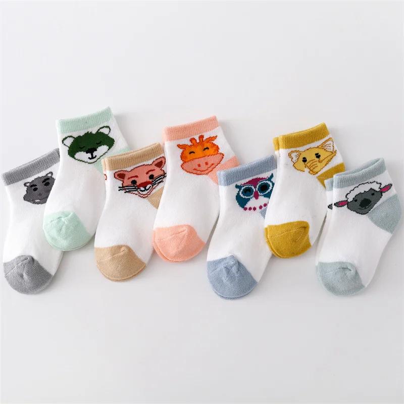 7 пар/комплект Новорожденные Мальчики Девочки Носки Летние Сетчатые Тонкие Хлопковые Мультяшный Принт Младенцы Малыши Носки Для Мальчика Девочки Повседневные 0-24 Месяца