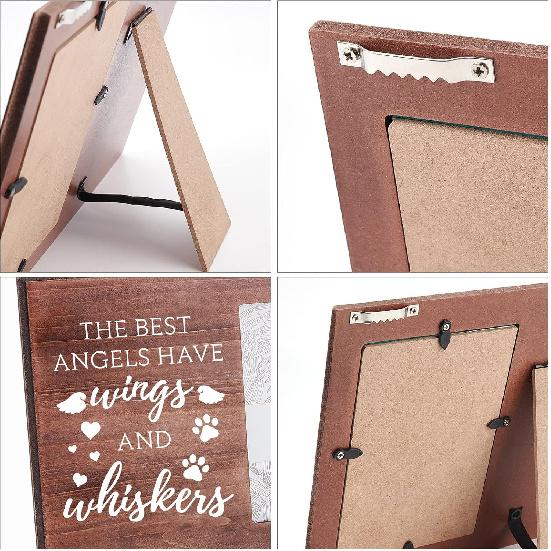 FINGERINSPIRE The Best Angels Have Wings and Whiskers Picture Frame 4x6 inch Pet Memorial Picture Frame with Paw Prints Pattern Hanging/Tabletop