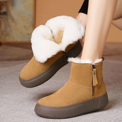 Водонепроницаемые ботинки-дутики на толстой подошве с круглым носком для женщин, зимняя обувь для женщин с флисовой подкладкой, удобные и элегантные, плюшевые теплые ботинки Y2k
