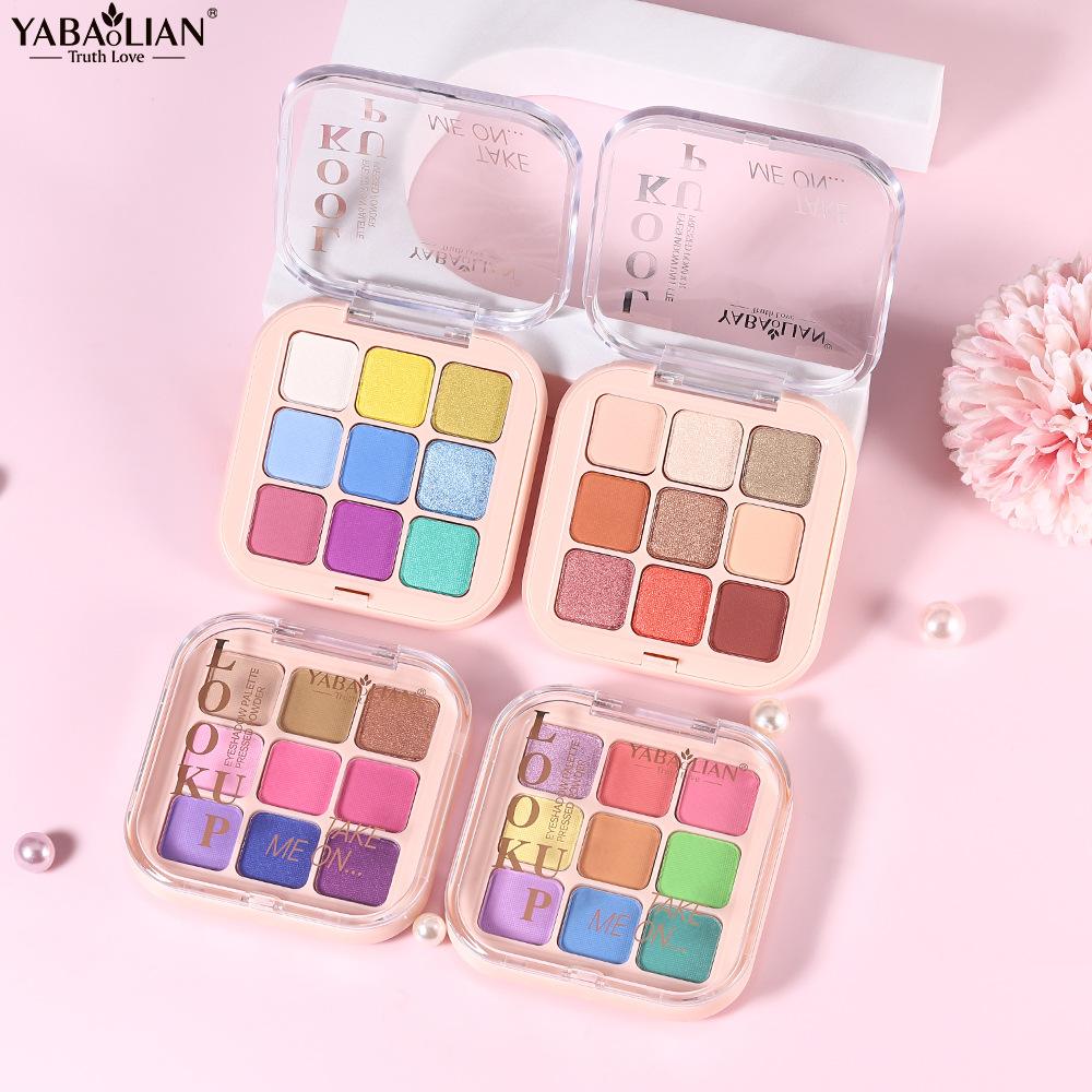 Nine-colored Colorful Fog-sensing Eyeshadow Velvet Glitter Flash Eyeshadow Plate Waterproof and Sweat-proof Not Easy To Take Off Makeup Eye Makeup