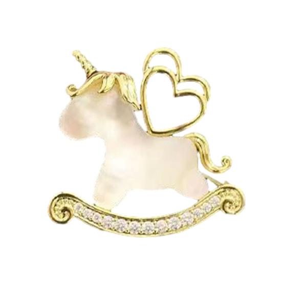 Rhinestone Horse Brooch Sweater Cardigan Coat Business Suit Zodiac Animal Lapel Pin Men Women Fashion Jewelry Clothing Accessories