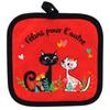 [R6800] - Cotton Pot Holder 'Cats' Red Black (felines for Each Other) - 20x20cm