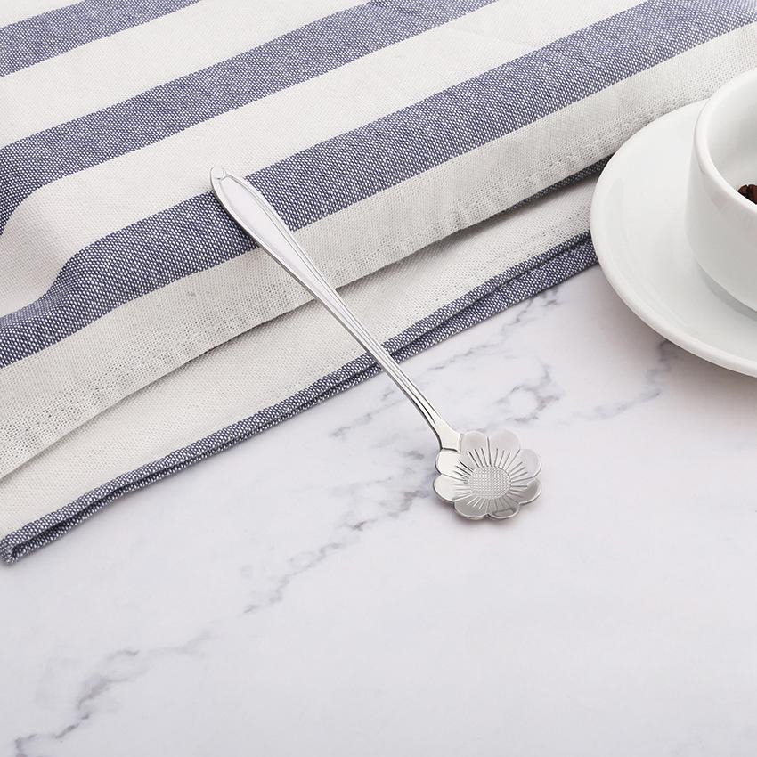 HANYANG Креативная посуда из нержавеющей стали Ложка для цветов с короткой ручкой Бытовая птичье гнездо Десертная ложка Ложка для перемешивания Ложка для цветов вишни