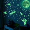 Cartoon Luminous Sticker Planet Moon Astronaut Wall Sticker Children's Room Bedroom Fluorescent Self-adhesive Wall Sticker