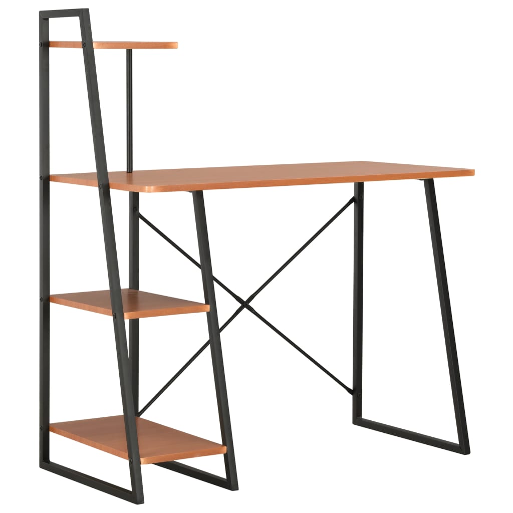Desk with Shelf Unit Black and Oak 102*50*117 cm