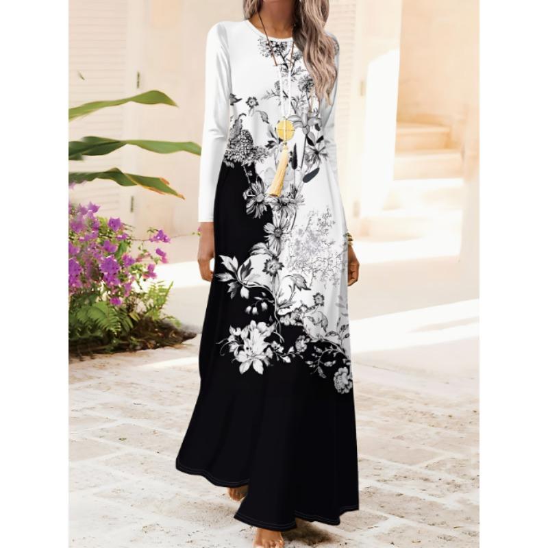 Breathable Long Sleeve Maxi Dress