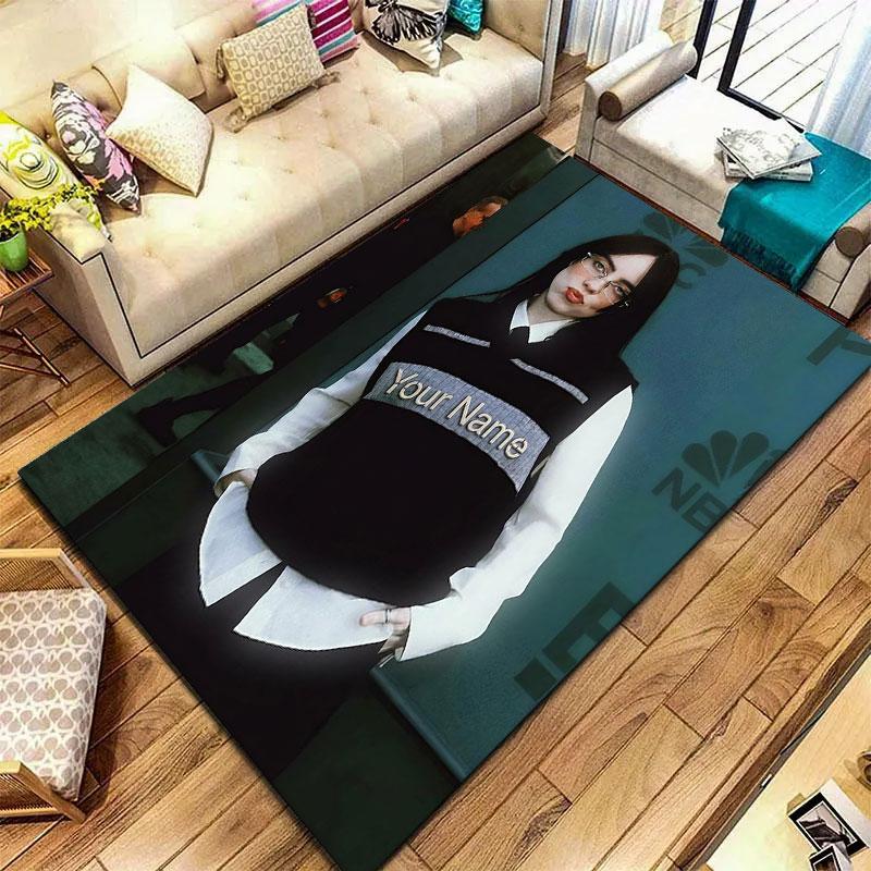 Billie Eilish Custom Name Carpet Rug for Living Room Bedroom Home Sofa Decoration,Kids play Non-slip Floor Mat