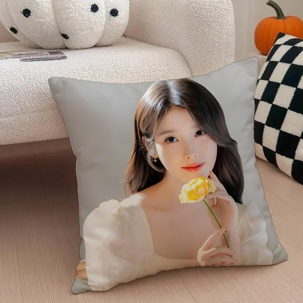 Sweet Korean Singer Beautiful Actress IIU Cushion Cover Throw Pillow Cover Hidden Button Durable Polyester Chair Cushion