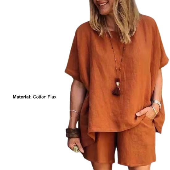 2 шт./компл. пуловер женский костюм с круглым вырезом плюс размер однотонный топ шорты костюм женский аксессуар