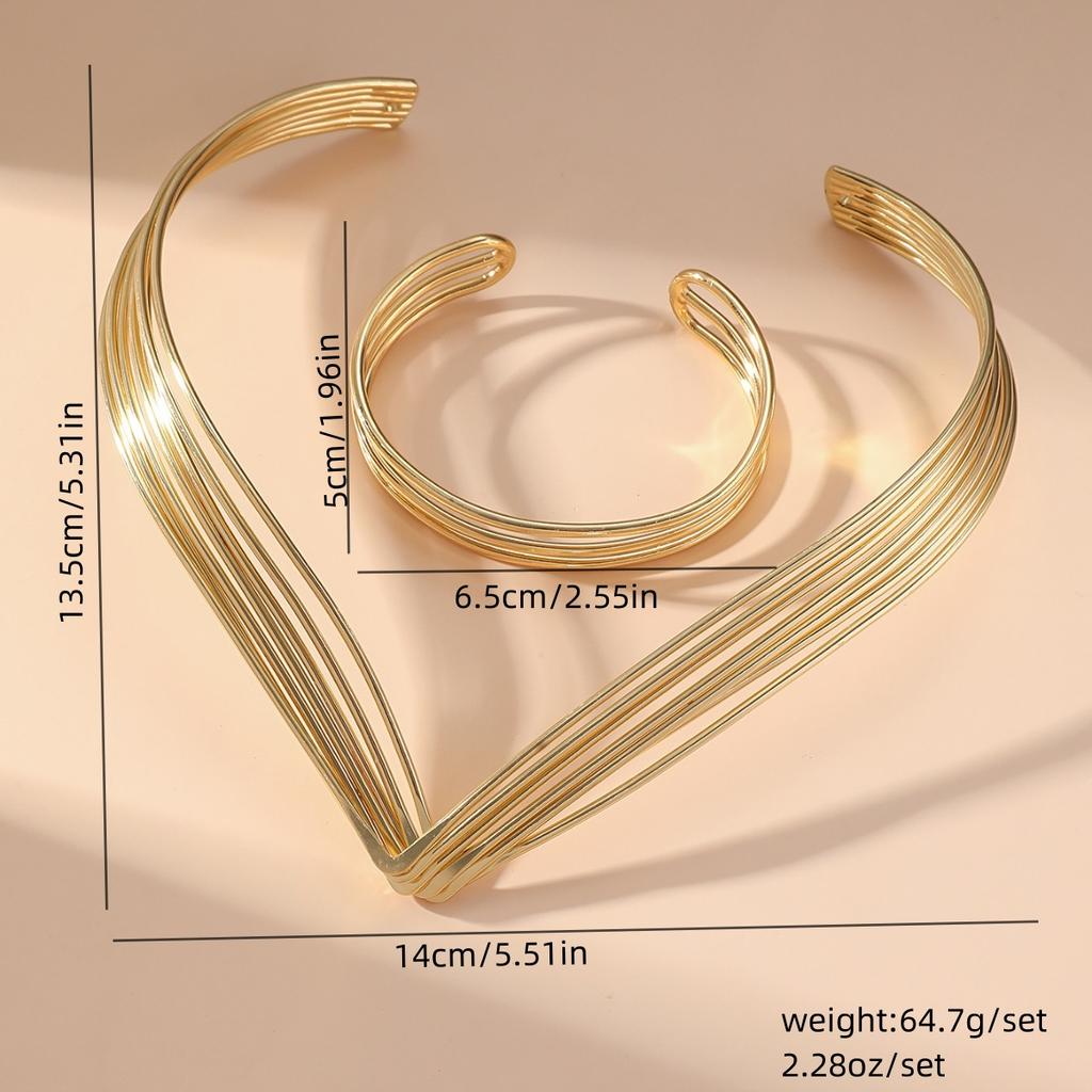 Европейский и американский преувеличенный витой геометрический комплект из ожерелья и браслета