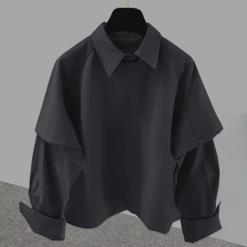 Мужская модная многослойная толстовка в корейском стиле с длинными рукавами: Весна/Осень, свободный крой, универсальный топ