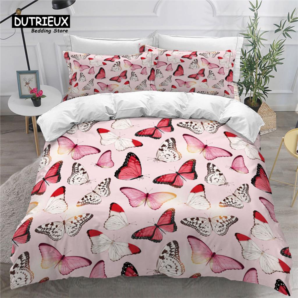 Красочные бабочки и цветочные пододеяльники комплект постельного белья с изображением бабочек размера «king size» для детей девочек пододеяльник наволочки