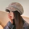 Versatile Imitation Mink Fur Chain Duck Tongue Beret Autumn and Winter Hat for Women Versatile Octagonal Hat Plus Velvet Thickened Warm Hat