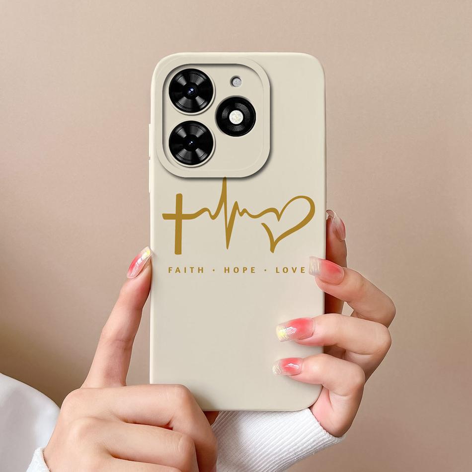Чехол для Tecno Spark Go 2024 Простой Сердечко Мягкий Жидкий Силикон Защита Камеры Задняя Крышка Для Tecno SparkGo Funda Чехол для Телефона