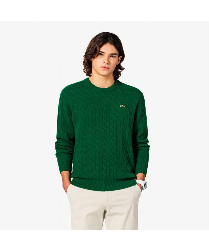 Мужской вязаный пуловер LACOSTE с круглым вырезом и косами Ah816E-55N 132
