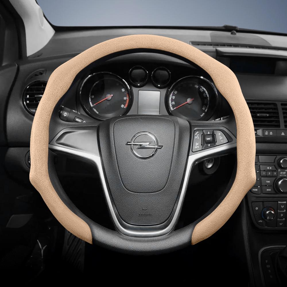 Подходит для Opel Премиальная замшевая накладка на руль с защелками, нескользящая и прочная, доступны для круглого и D-образного руля