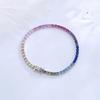 Multicolor 925 Sterling Silver Bracelet Tennis Bracelet 2 MM Adjustable Colorful Zircon Bracelets