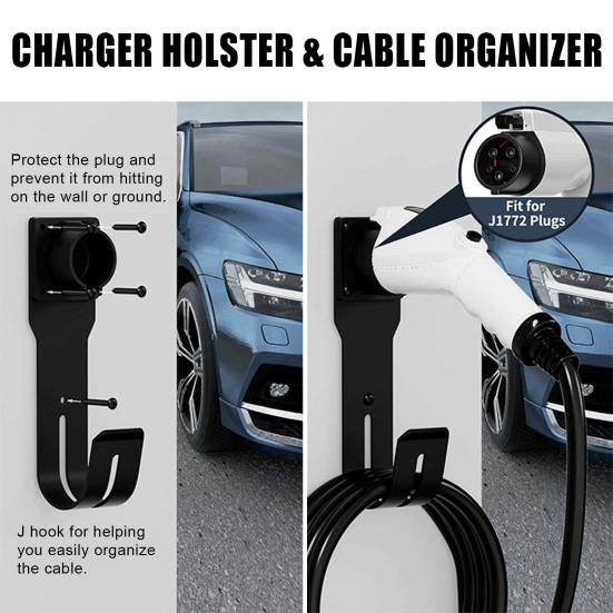 Держатель зарядного устройства для электромобилей Настенное крепление Настенное перфорирование с винтами Противоскользящая защита Вилка Держатель кабеля зарядного устройства Кронштейн Держатель зарядного устройства для электромобилей