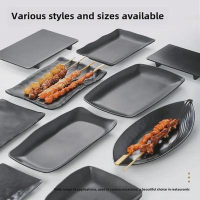 Тарелка из искусственного фарфора с меламином черного цвета — универсальное блюдо для горячих блюд, барбекю и холодных блюд