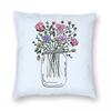 Mason Jar With Flowers Square Pillowcase Polyester Linen Velvet Printed Zip Pillow Case Sofa Seater Cushion Case 45X45