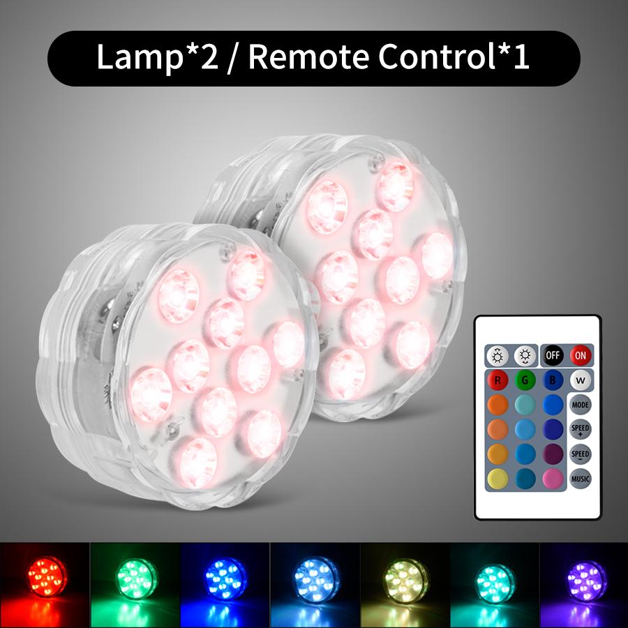 RGB LED Подводный Светильник 10 светодиодов Погружной Ночной Светильник Батарейный Питание Сад Бассейн Освещение Для Свадебной Вечеринки Вазы