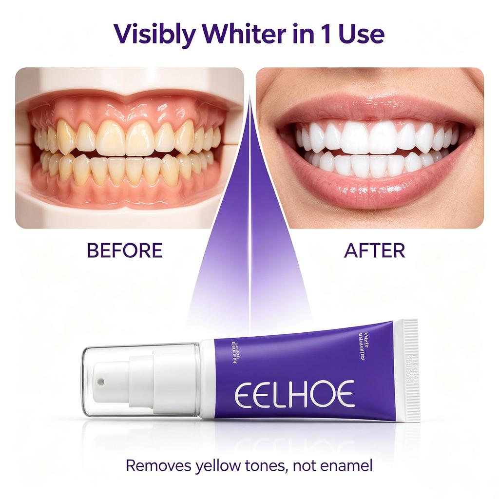 New Purple Whitening Toothpaste – Teeth Color Corrector Restores Nature Brightness Enamel Safe Fresh Breath Daily Oral Care