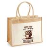 Sac de plage - PLANETEE - Jute avec poche Marie-Anne Chouette Grain - Coton beige - Grande contenance - Imprimé en France