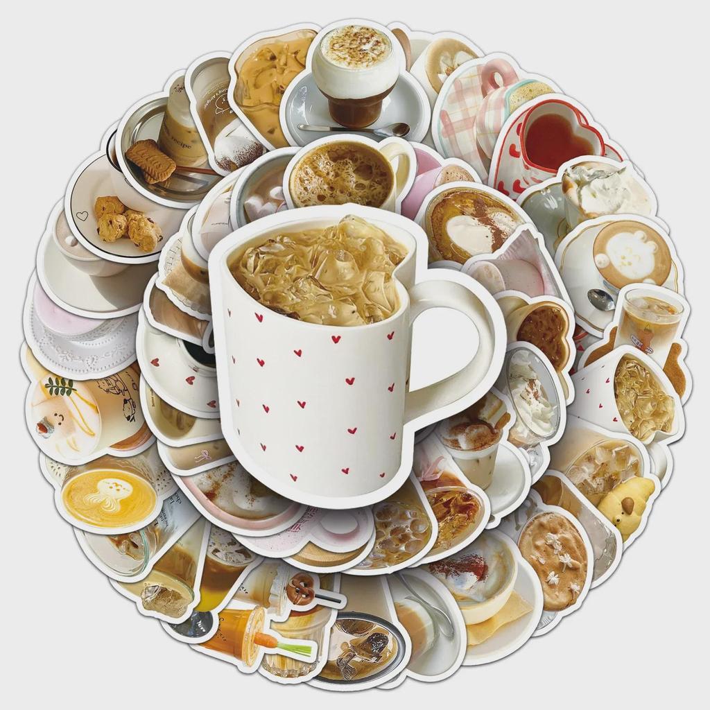 50 наклеек на кофейную тематику: Коричневые, изысканные, водонепроницаемые, самодельные декоративные этикетки