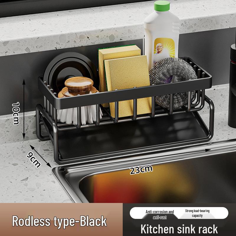 Подставка для хранения кухонных губок и тряпок из нержавеющей стали с поддоном для стекания воды