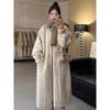 Autumn and Winter Faux Fur Coat Long Slim Cardigan Coat