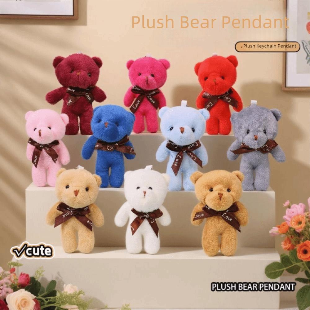 10Pcs Cartoon Animal White Bear Plush Keychain Stuffed Bear Plush Dolls Little Bear Plush Toy Girl