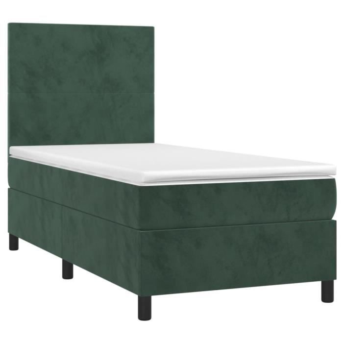 3142872 vidaXL Bed with Box Spring and Mattress Dark Green 80x200 Cm Velvet