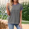 Женская свободная футболка с круглым вырезом и короткими рукавами, весна/лето для отдыха в полоску с принтом