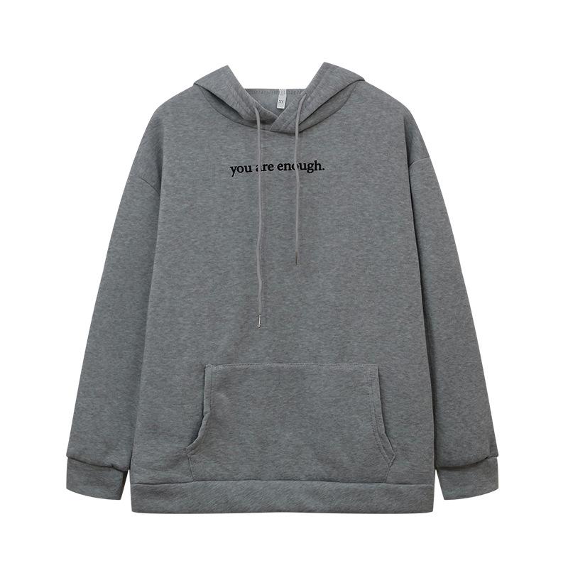 2023 Women's Fleece-Lined Hoodie with Letter Print & Kangaroo Pocket