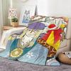 Ukiyo e style Yokai Anime M-Mononokes Throw Lightweight 240g Flannel Blanket Soft Skin-friendly for Summer Cooling