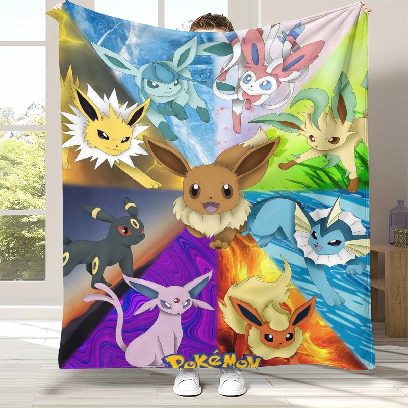 Kawaii Pokemon Pikachu Cartoon Flannel Blanket,Ultra Soft Warm Plush Throw for Home Bedroom Bed Sofa Cover Office Camping gift
