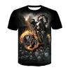 Fashion Trend Men's T-shirt 3D High Quality Printed Short-sleeved Cool T-shirt Skull Motorcycle Personality Street Top