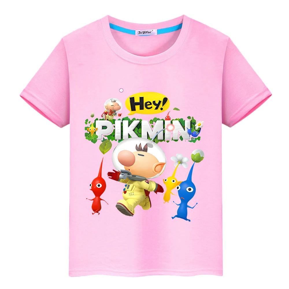 Pikmin Cartoon Printed Pure Cotton Casual Short Sleeved T-shirt for Boys and Girls