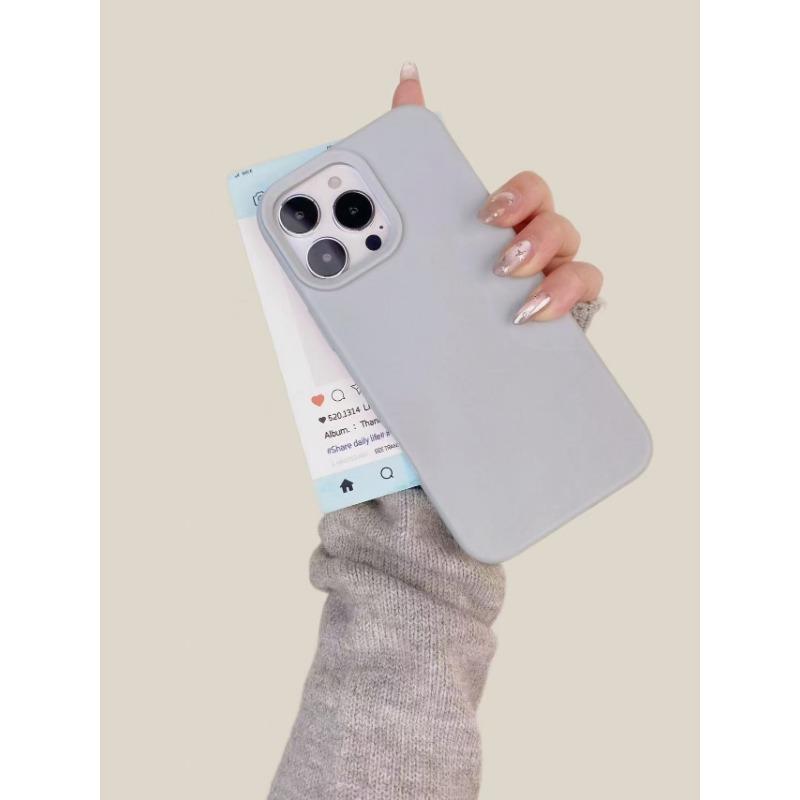 Applicable To Apple 17 Simple Solid Color Skin Feeling Mobile Phone Case Iphone15pro Silicone Anti Fall 13 Full Inclusive Protective Case