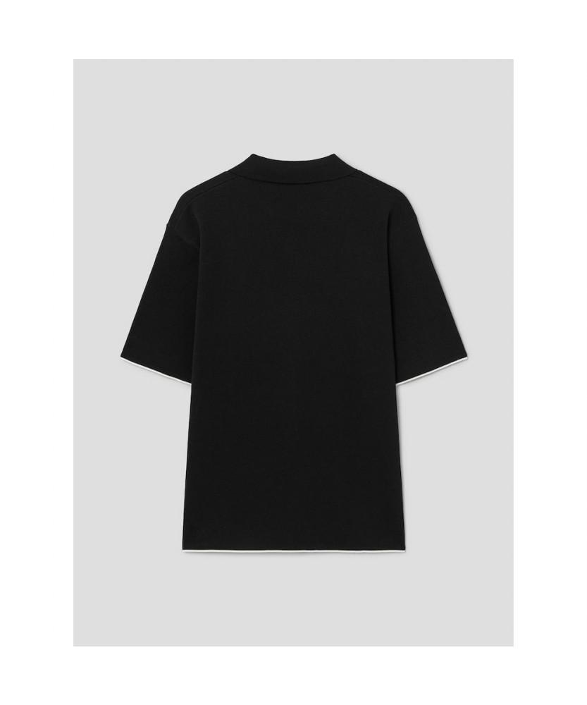 8SECONDS Double-Weave Open Collar Short Sleeve Knit Black