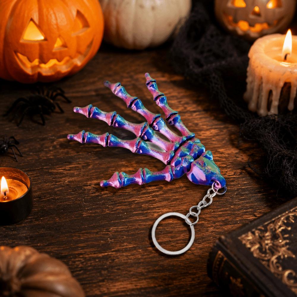 Handmade Movable Skeleton Hand Novelty Glowing Skeleton Hand Pendant Skull Hand Key Ring Desk Toy
