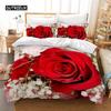 Rose Flower Duvet Cover Set Twin Queen King Microfibre Bedding Set for Valentine's Day Mother's Day Daily Polyester Quilt Cover