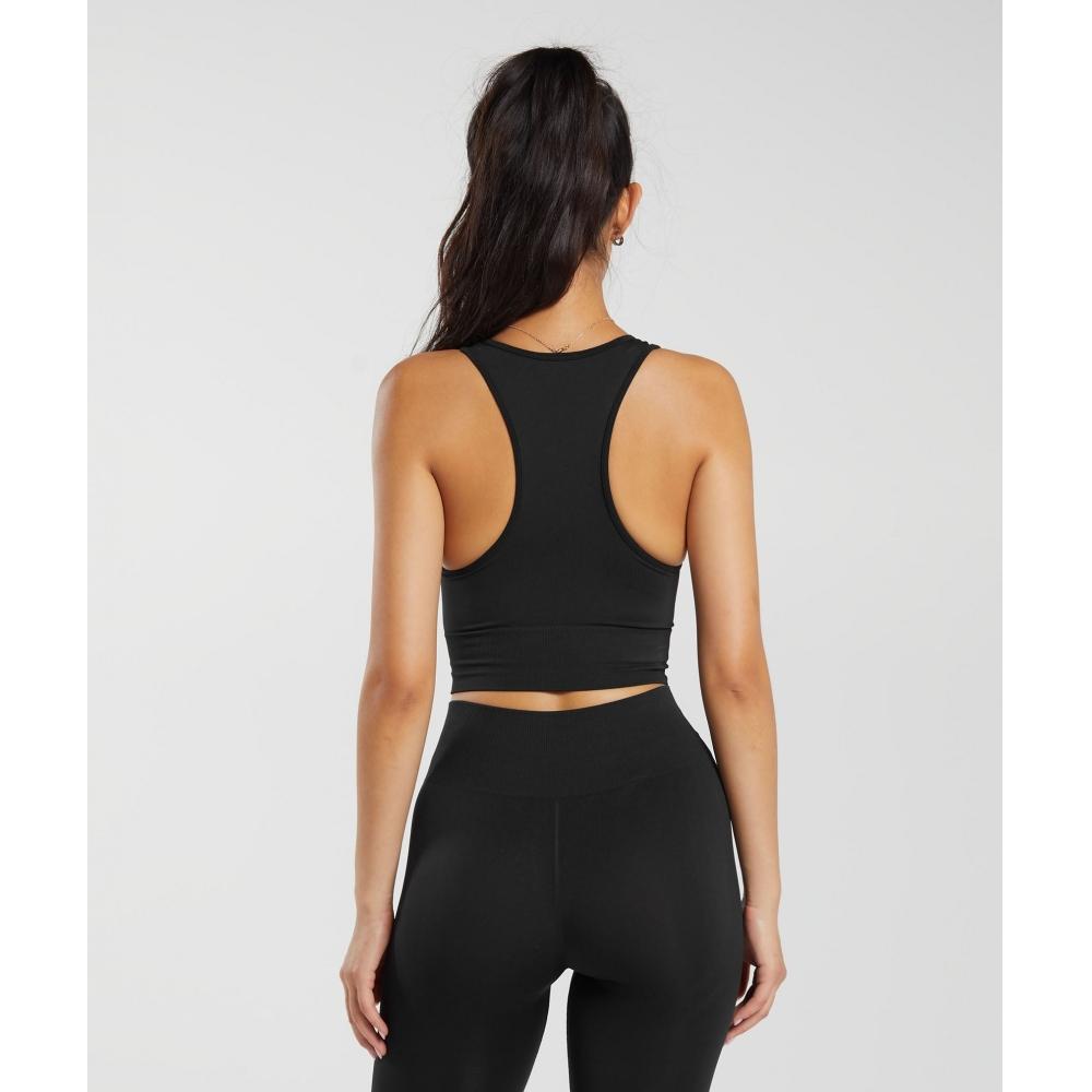 Gymshark Повседневный бесшовный укороченный танк черный B7a3h Bb2j