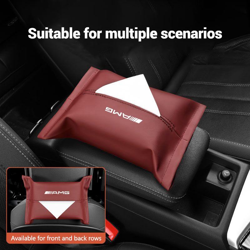 WVQ5 Car Tissue box Interior Leather Paper Tissue Storage Box Accessory For Mercedes Benz AMG W204 W205 W203 W211 W212 W213 W169 W220