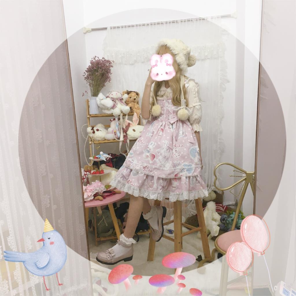 Hat Soft Lolita Element Autumn and Winter Warm Rabbit Fur Ear Protection Hat Knitted Wool Hat Cute Fur Ball