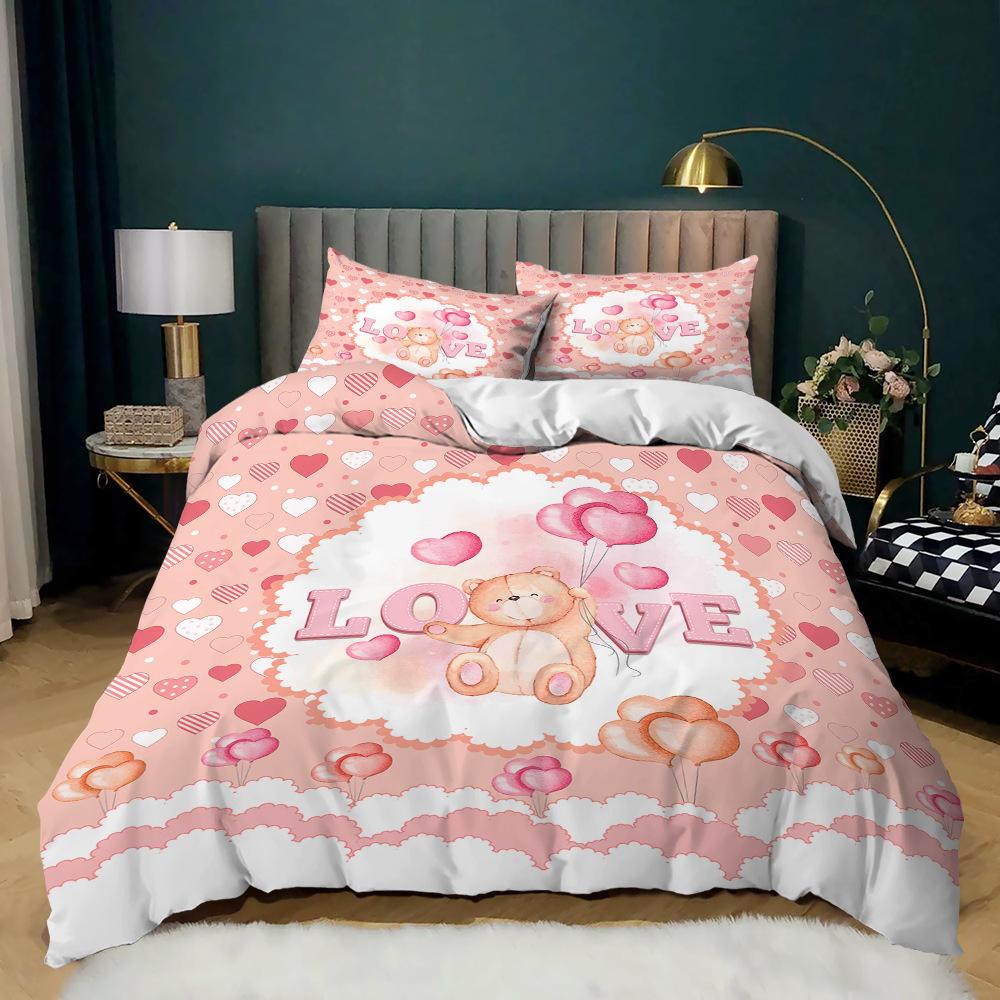 Комплект постельного белья Love Heart Duvet Cover Set King Queen Twin Size Romance Wedding Heart Shaped SoulMate Polyester Bed Set для женщин и пар