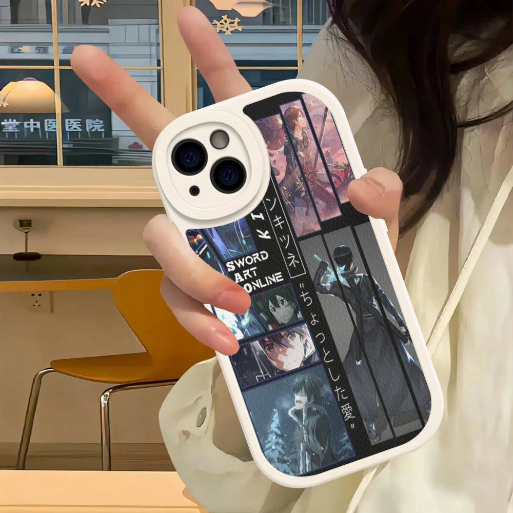 ТВ Аниме Sword Art Online Чехол для телефона Для IPhone 16 15 14 13 12 11 Pro Max Plus Кожаный Мягкий Чехол