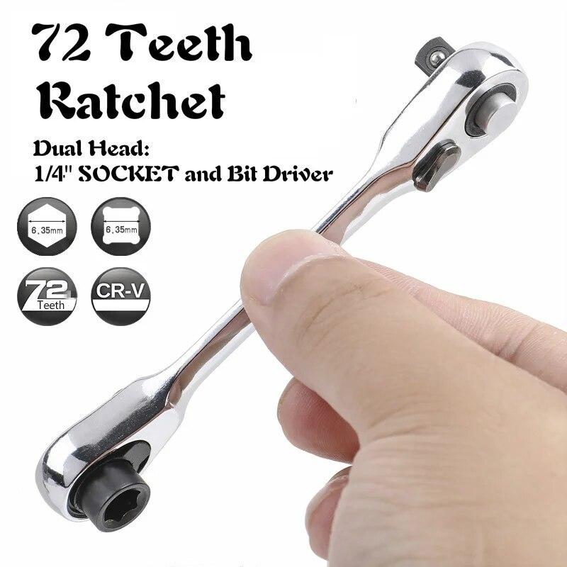 LiTuiLi Мини 1/4 "трещоточный ключ, двухсторонний быстрый шестигранный динамометрический ключ, набор стержней, отвертка, инструмент, головка, трещотка, ручка, гаечный ключ
