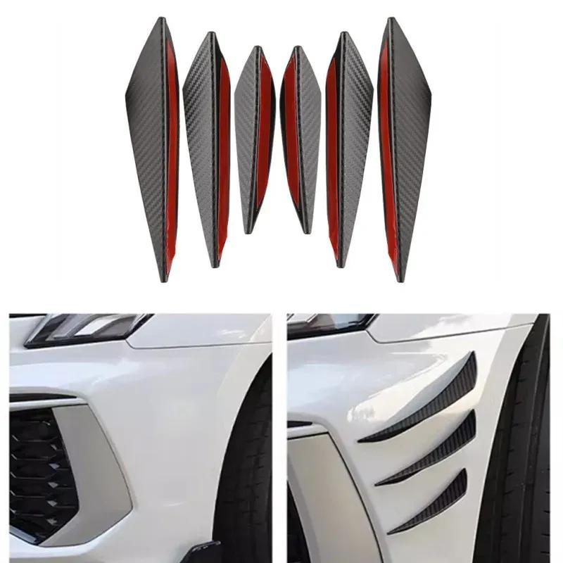 6Pcs Car Front Bumper Lip Decoration Diffuser Splitter Fins Body Spoiler Canards Valence Chin Car Tuning Canard Decor
